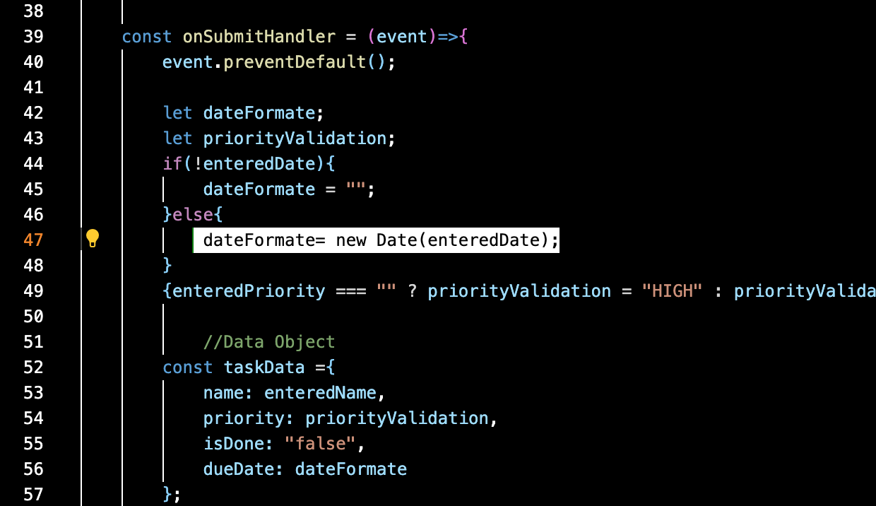 Code of NewTask section